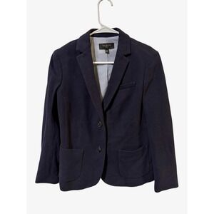 Talbots Size 10P Navy Blue Textured Knit Blazer Jacket Women